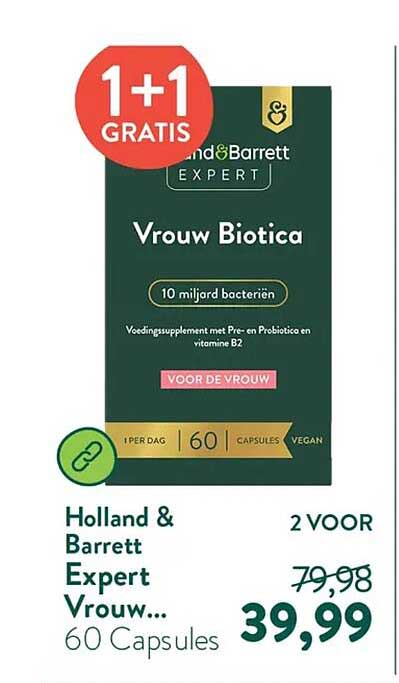 Holland & Barrett Expert Vrouw Biotica 60 Capsules 1+1 GRATIS