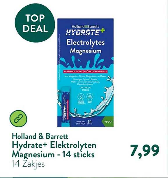Holland & Barrett Hydrate+ Elektrolyten Magnesium - 14 sticks