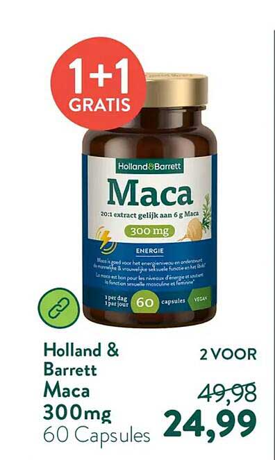Holland & Barrett Maca 300mg 60 Capsules 1+1 gratis