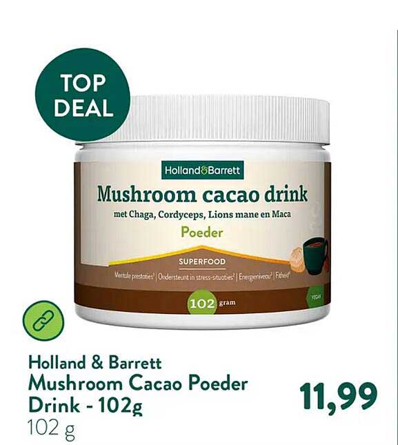Holland & Barrett Mushroom Cacao Poeder Drink - 102g