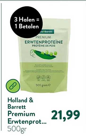 Holland & Barrett Premium Erwtenprot... 500gr 3 Halen = 1 Betalen