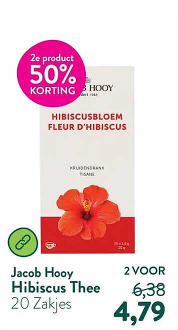 Jacob Hooy Hibiscus Thee 20 Zakjes 2 VOOR 50% KORTING
