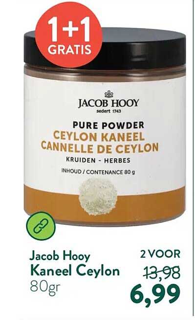 Jacob Hooy Kaneel Ceylon 80gr 1+1 gratis