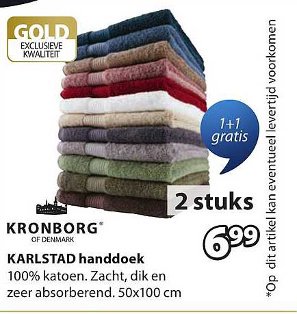KARLSTAD handdoek 1+1 gratis