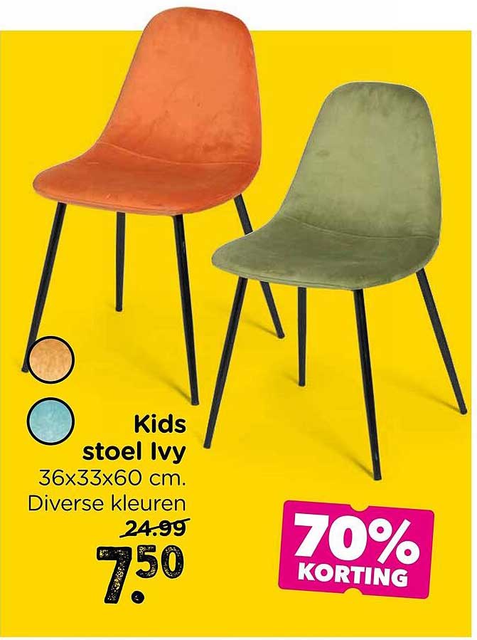 Kids stoel Ivy 36x33x60 cm. Diverse kleuren 70% KORTING
