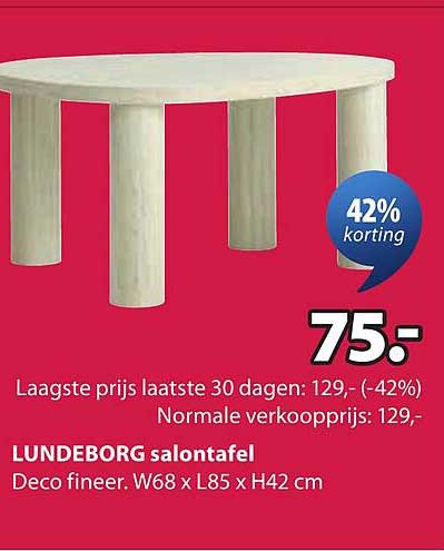 LUNDEBORG salontafel 42% korting