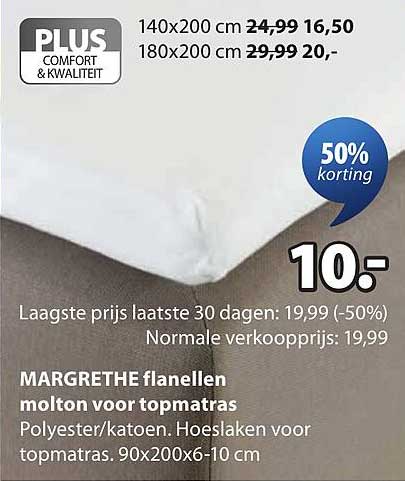 MARGRETHE flanellen molton voor topmatras