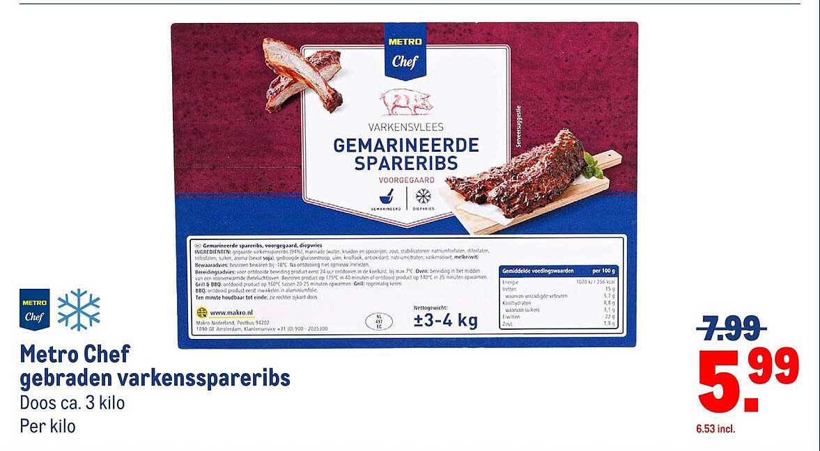 Metro Chef gebraden varkensspareribs