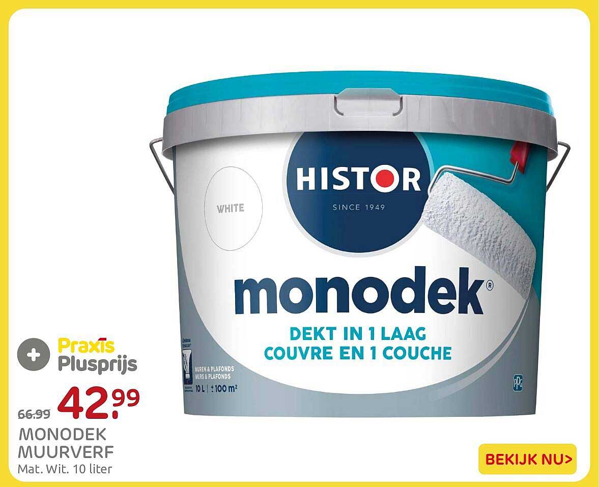 MONODEK MUURVERF Mat. Wit. 10 liter