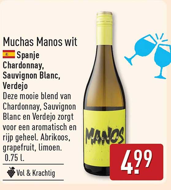 Muchas Manos wit Spanje Chardonnay, Sauvignon Blanc, Verdejo