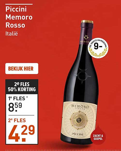 Piccini Memoro Rosso Italië 2e fles 50% korting