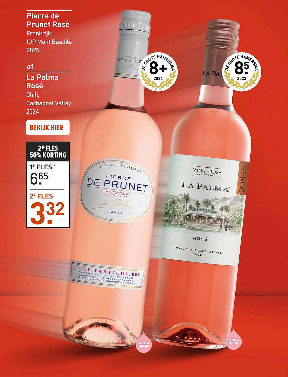 Pierre de Prunet Rosé Frankrijk, IGP Mont Baudile 2025 of La Palma Rosé Chili, Cachapoal Valley 2024 2e fles 50% korting