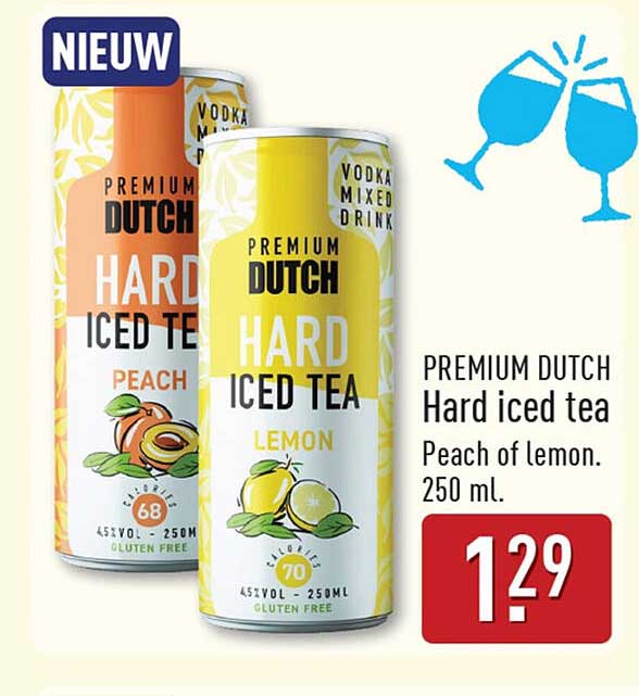 PREMIUM DUTCH Hard iced tea Peach of lemon. 250 ml.
