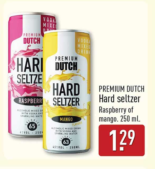 PREMIUM DUTCH Hard seltzer Raspberry of mango. 250 ml.