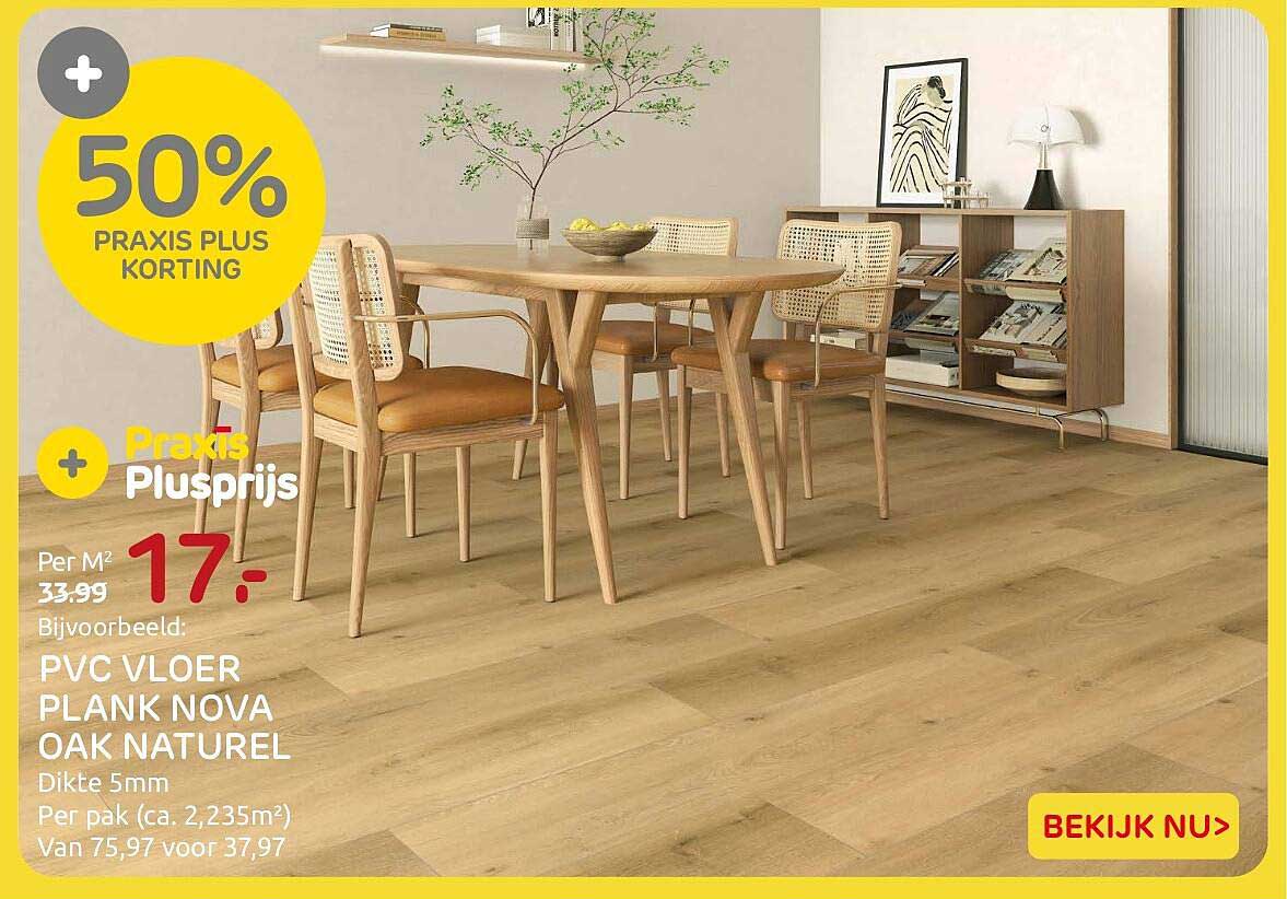 PVC VLOER PLANK NOVA OAK NATUREL