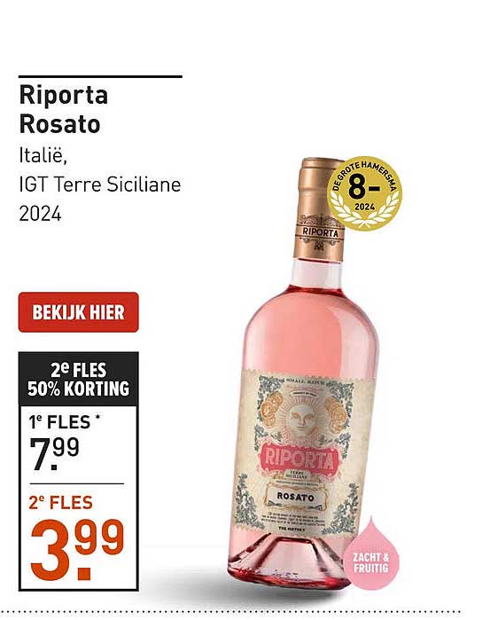 Riporta Rosato Italië, IGT Terre Siciliane 2024 2e fles 50% korting