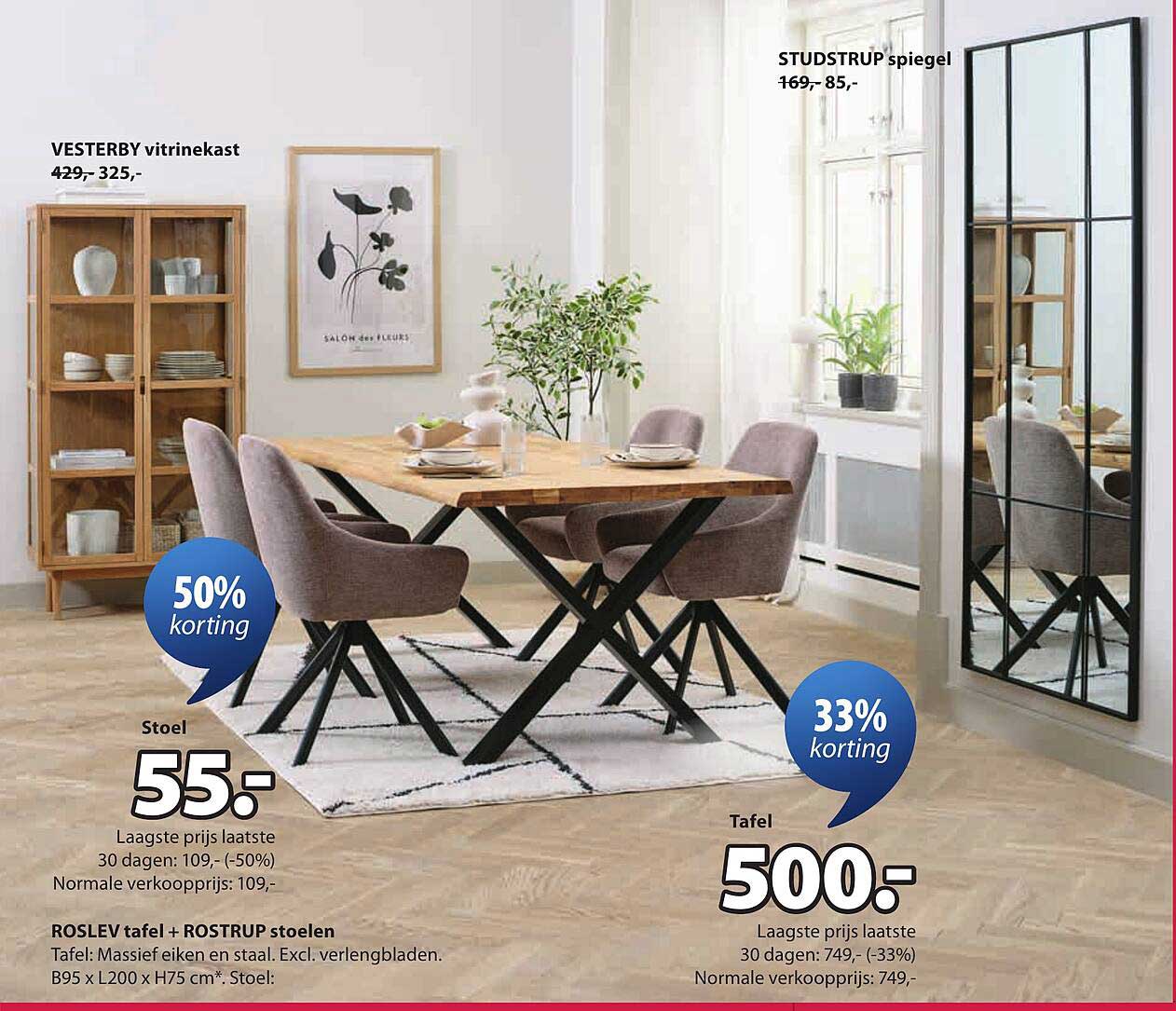 ROSLEV tafel + ROSTRUP stoelen