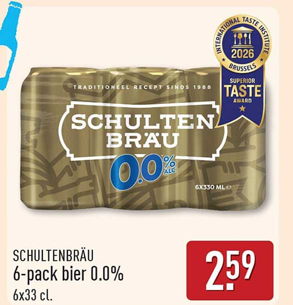 SCHULTENBRÄU 6-pack bier 0.0% 6x33 cl.