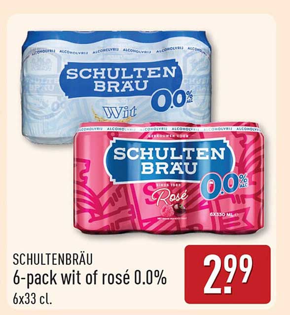 SCHULTENBRÄU 6-pack wit of rosé 0,0% 6x33 cl.