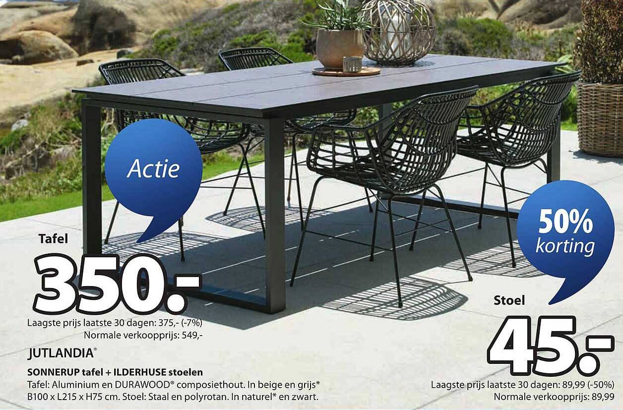 SONNERUP tafel + ILDERHUSE stoelen 50% korting