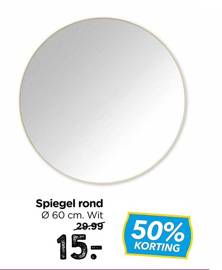 Spiegel rond Ø 60 cm. Wit 50% KORTING