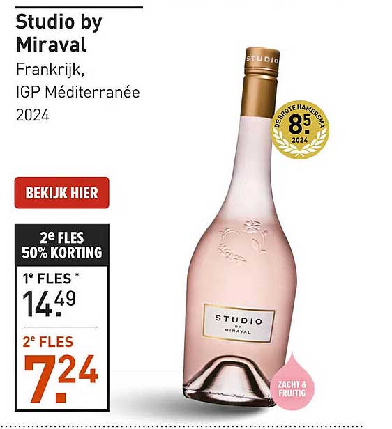Studio by Miraval Frankrijk, IGP Méditerranée 2024 2e Fles 50% Korting
