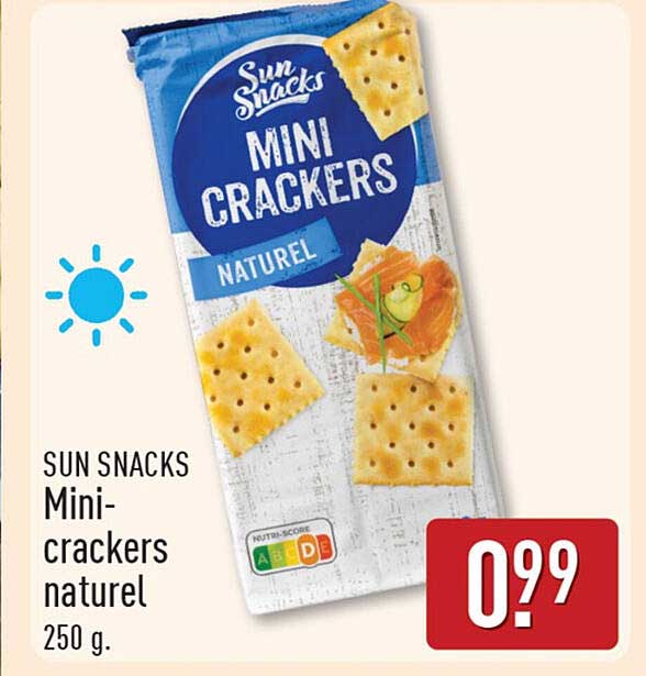SUN SNACKS Mini-crackers naturel 250 g.