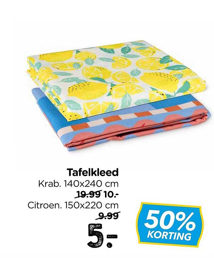 Tafellkleed Krab. 140x240 cm 50% Korting