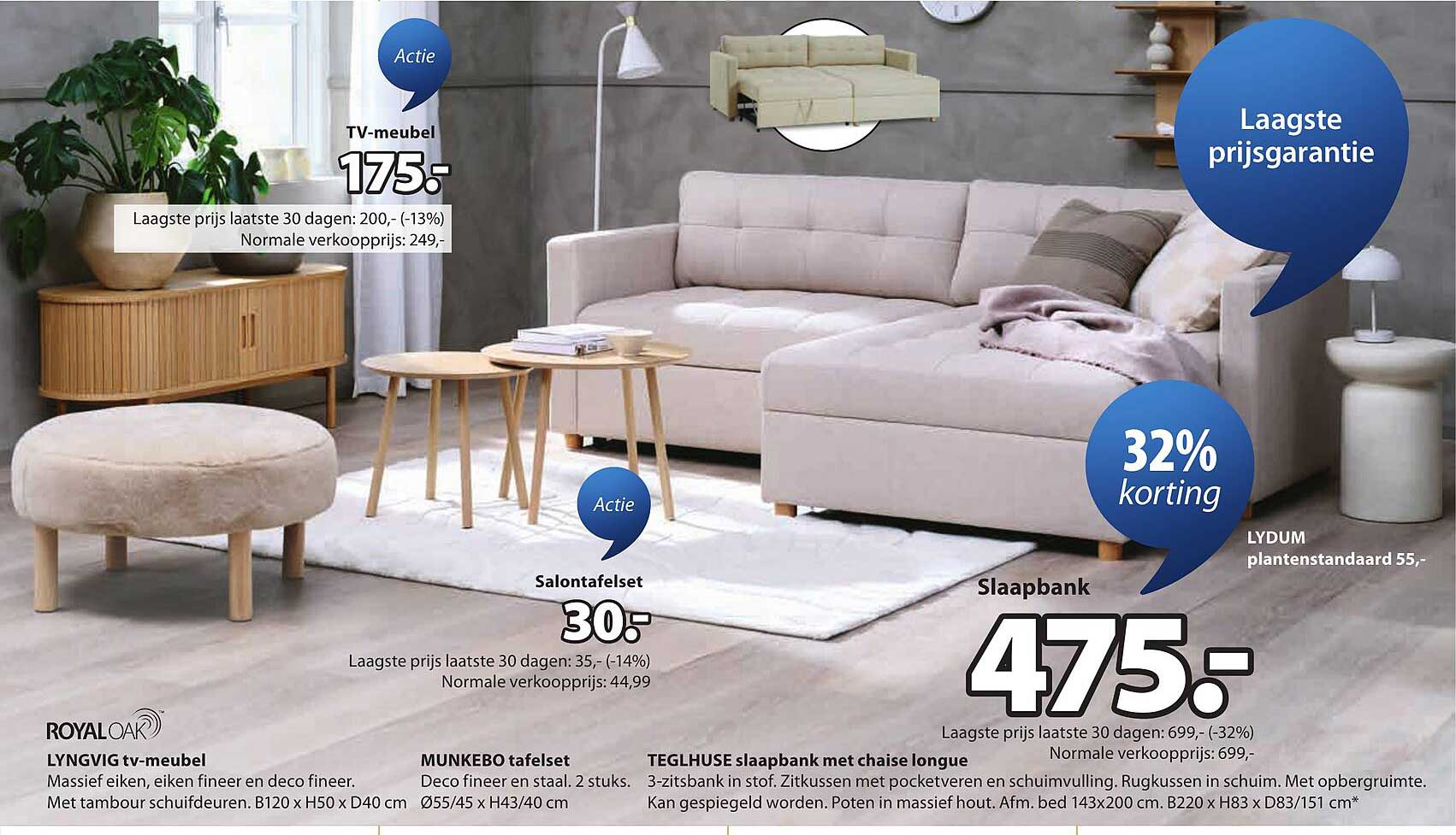 TEGLHUSE slaapbank met chaise longue