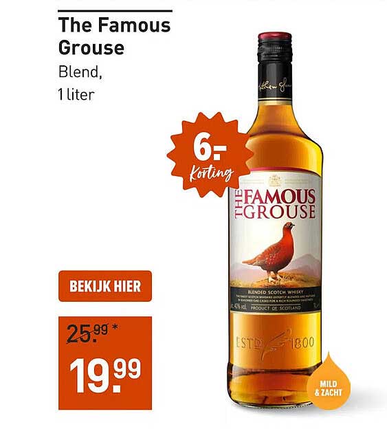 The Famous Grouse Blend, 1 liter 6,- korting