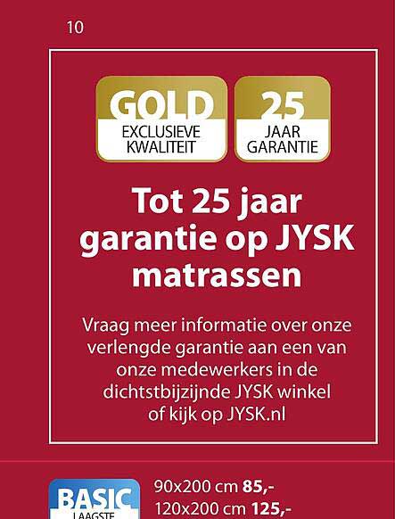 Tot 25 jaar garantie op JYSK matrassen