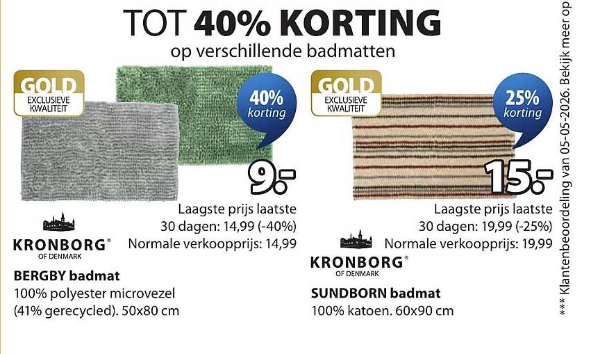 TOT 40% KORTING op verschillende badmatten
