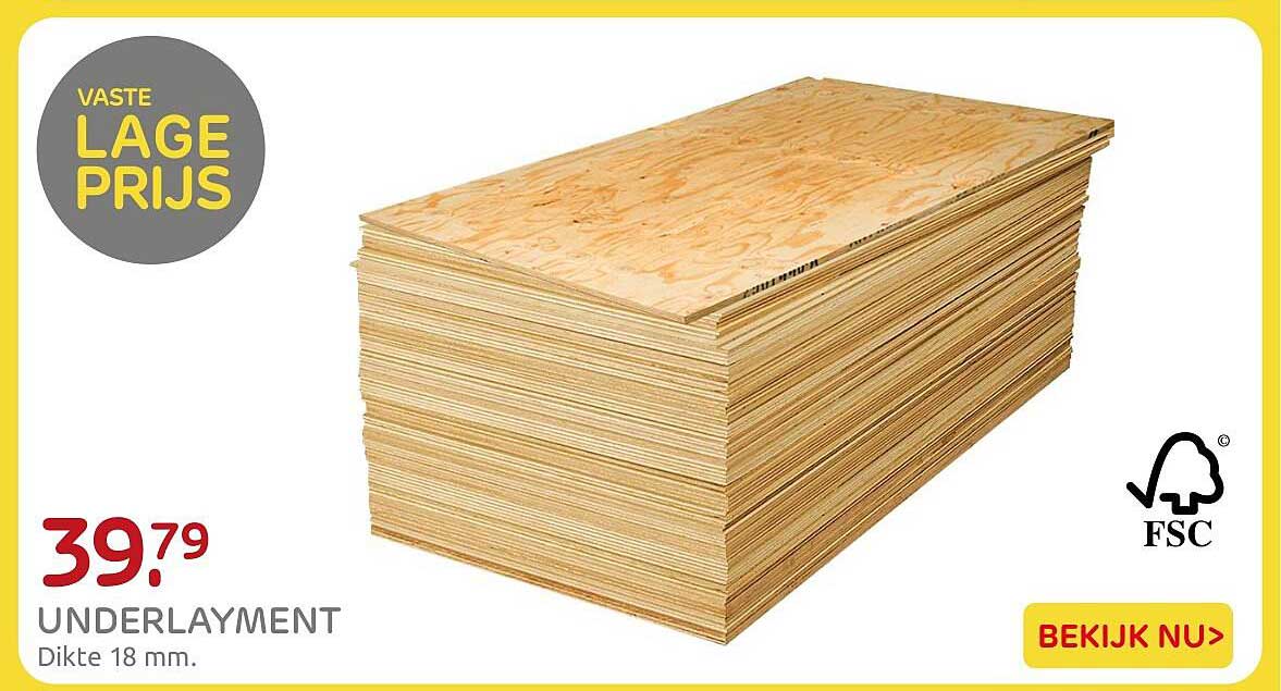 UNDERLAYMENT Dikte 18 mm.