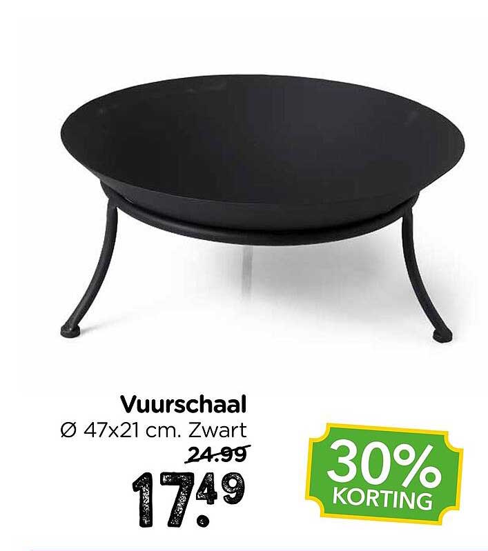 Vuurschaal Ø 47x21 cm. Zwart 30% KORTING