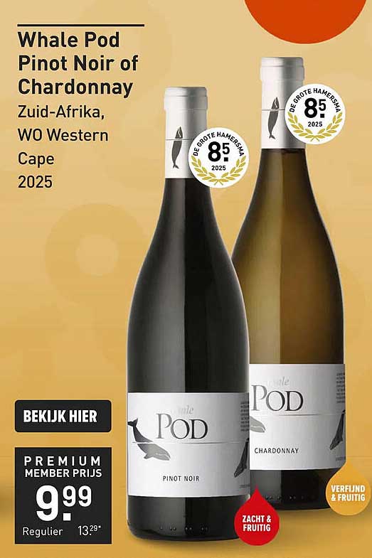 Whale Pod Pinot Noir of Chardonnay Zuid-Afrika, WO Western Cape 2025