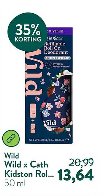 Wild x Cath Kidston Roll On Deo 50 ml 35% KORTING