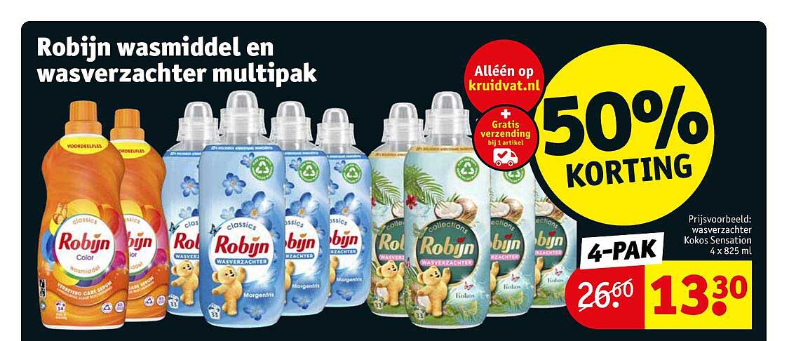 Robijn Wasmiddel En Wasverzachter Multipak aanbieding bij Kruidvat