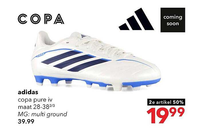 adidas copa pure iv maat 28-38 2/3 MG: multi ground 2e artikel 50%