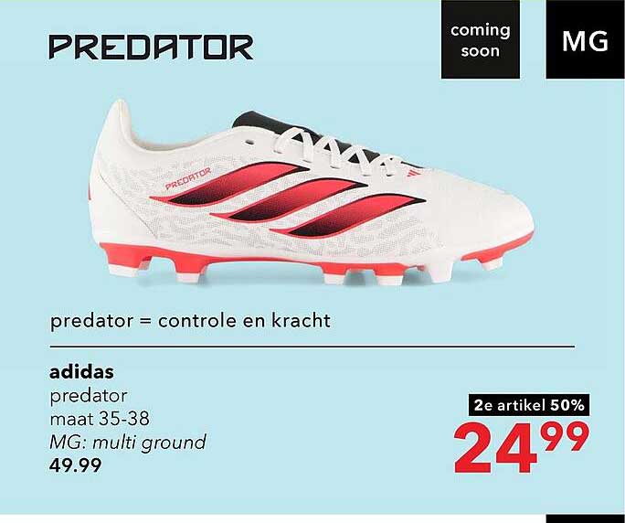 adidas predator maat 35-38 MG: multi ground 2e artikel 50%