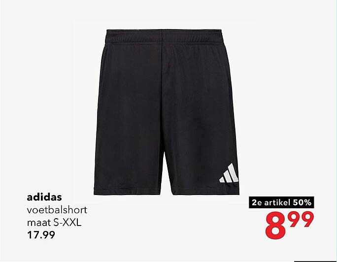 adidas voetbalshort maat S-XXL 2e artikel 50%