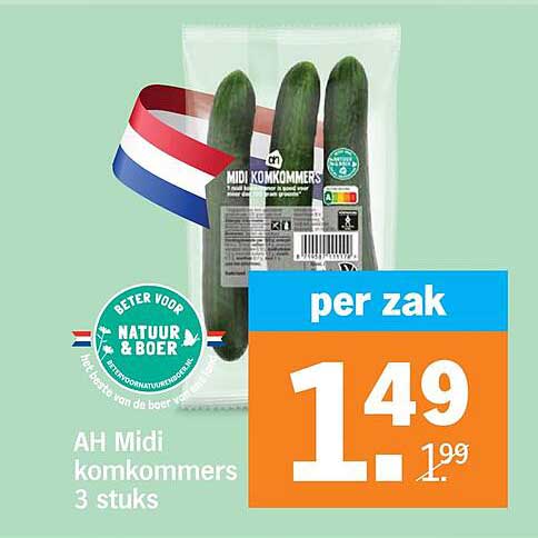 AH Midi komkommers 3 stuks