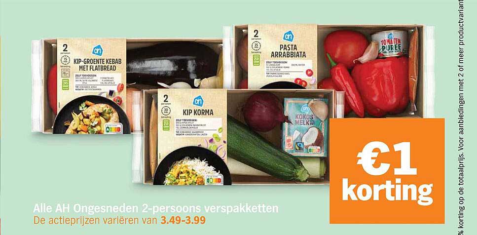 Alle AH Ongesneden 2-persoons verspakketten €1 korting