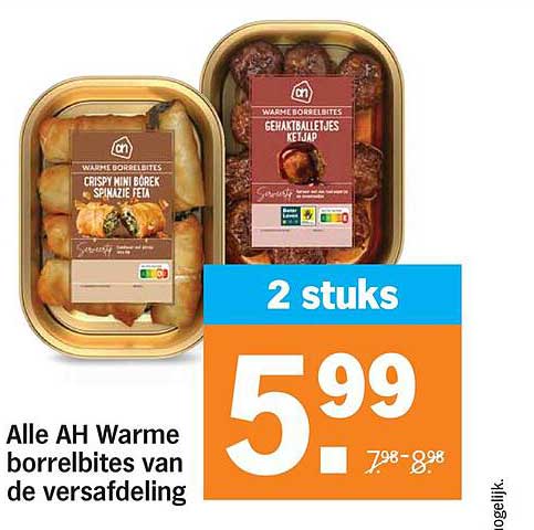 Alle AH Warme borrelbites van de versafdeling
