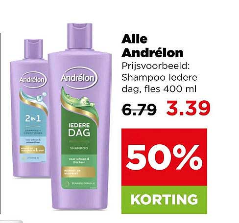 Alle Andrélon Prijsvoorbeeld: Shampoo Iedere dag, fles 400 ml 50% KORTING
