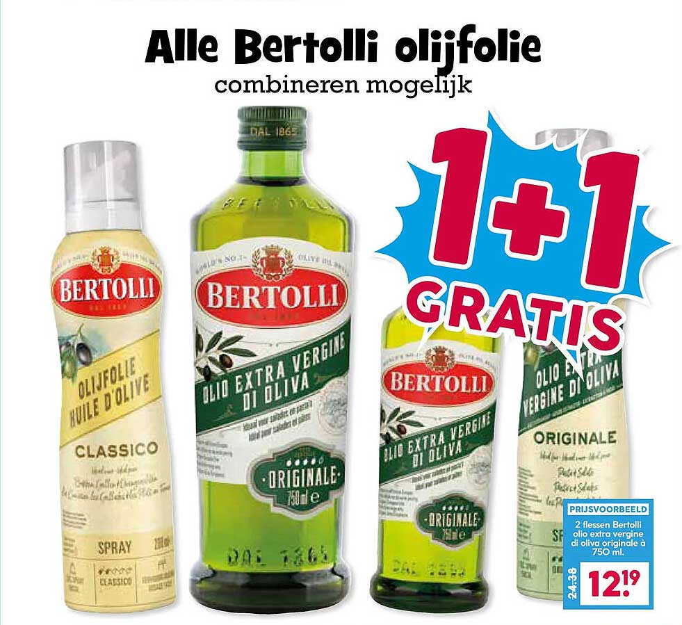 Alle Bertolli olijfolie combineren mogelijk 1+1 GRATIS