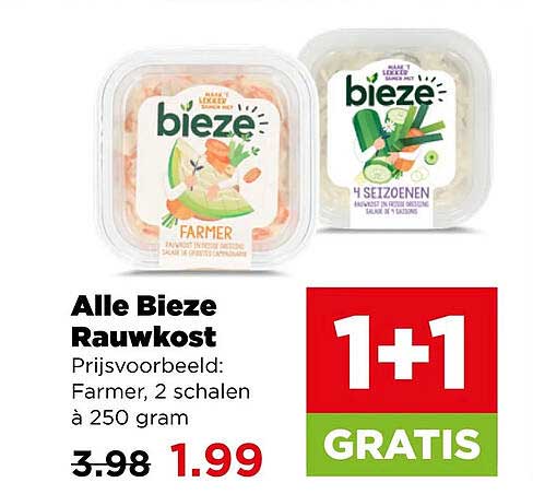 Alle Bieze Rauwkost 1+1 GRATIS