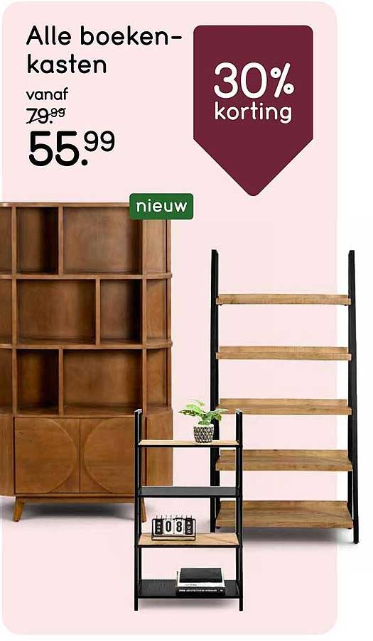 Alle boekenkasten 30% korting