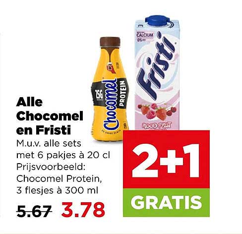 Alle Chocomel en Fristi 2+1 GRATIS