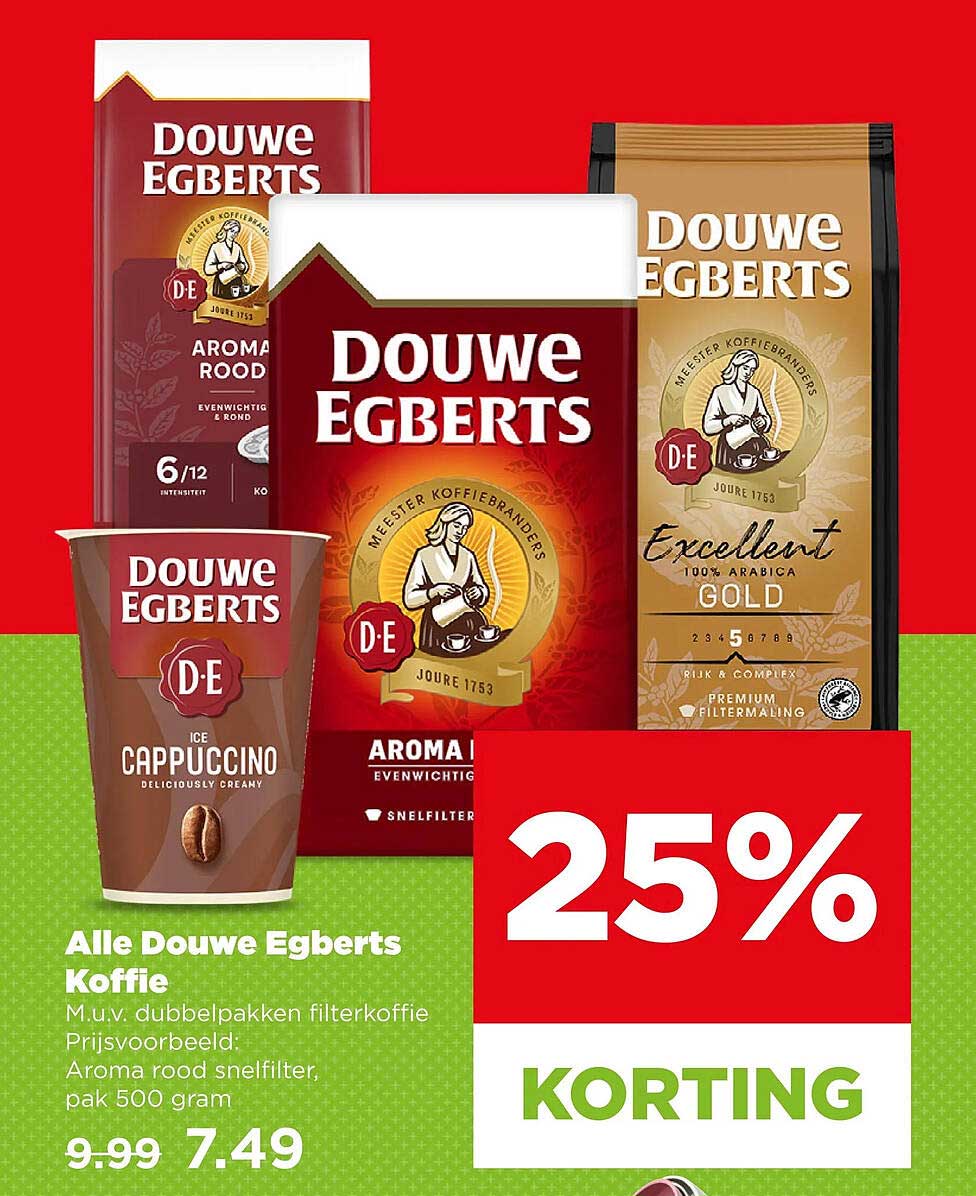Alle Douwe Egberts Koffie 25% Korting