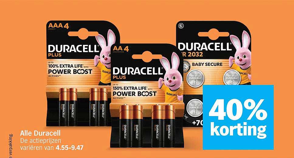Alle Duracell 40% korting